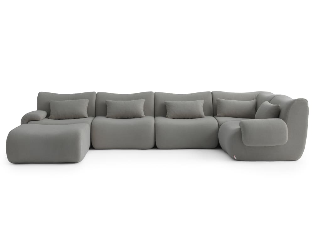 wohnli-moebel-suche-M26073128 Wohnli Möbelsuche - Ecksofa 5-Sitzer mit Chaiselongue aus feinem Bouclé-Stoff Wolkengrau
