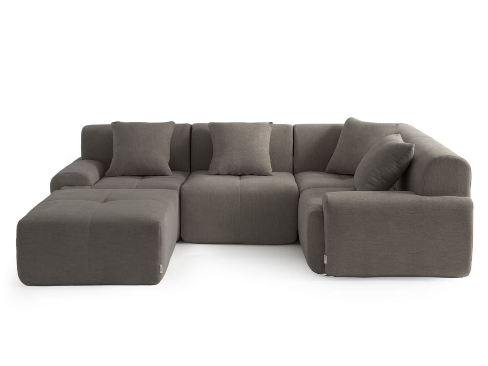 wohnli-moebel-suche-M26073133 Wohnli Möbelsuche - Ecksofa 4-Sitzer mit Chaiselongue aus Chenille-Stoff Aschbraun