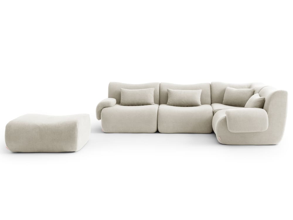 wohnli-moebel-suche-M26073135 Wohnli Möbelsuche - Ecksofa 4-Sitzer mit Chaiselongue aus feinem Bouclé-Stoff Cremebeige