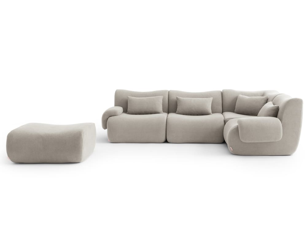 wohnli-moebel-suche-M26073144 Wohnli Möbelsuche - Ecksofa 4-Sitzer mit Chaiselongue aus feinem Bouclé-Stoff Steinbeige