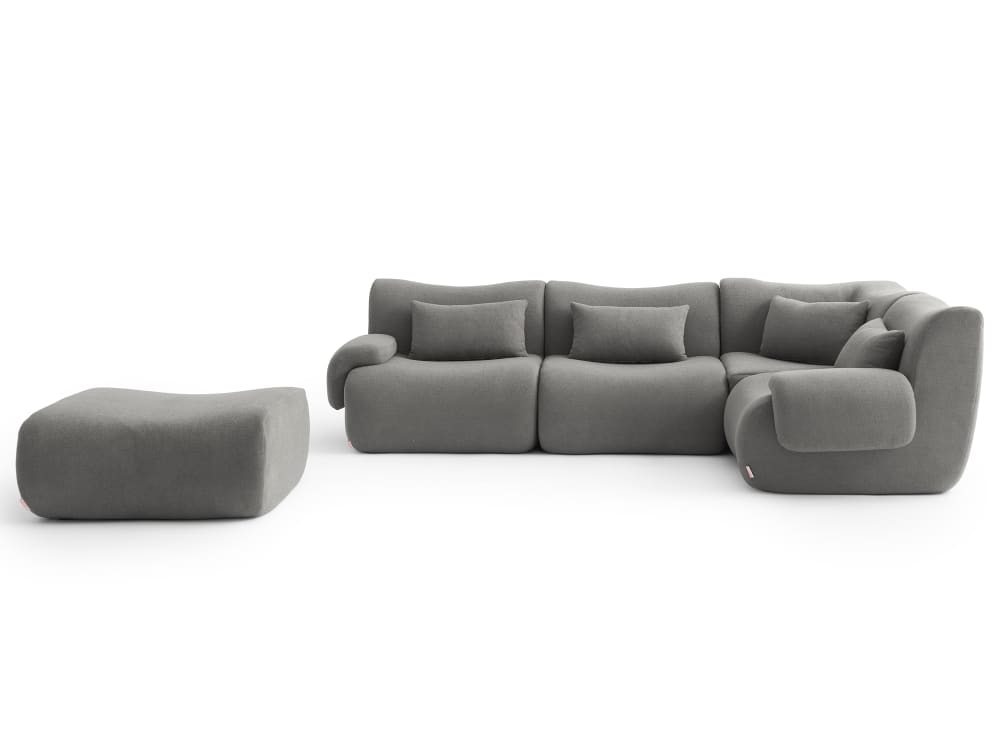 wohnli-moebel-suche-M26073166 Wohnli Möbelsuche - Ecksofa 4-Sitzer mit Chaiselongue aus feinem Bouclé-Stoff Wolkengrau