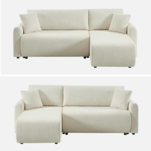 wohnli-moebel-suche-M26073197-1 3-Sitzer mit Recamiere und Stoffbezug creme 205x78x142cm Holz Braun sweeek Sofas und Sessel Sofas Ecksofas