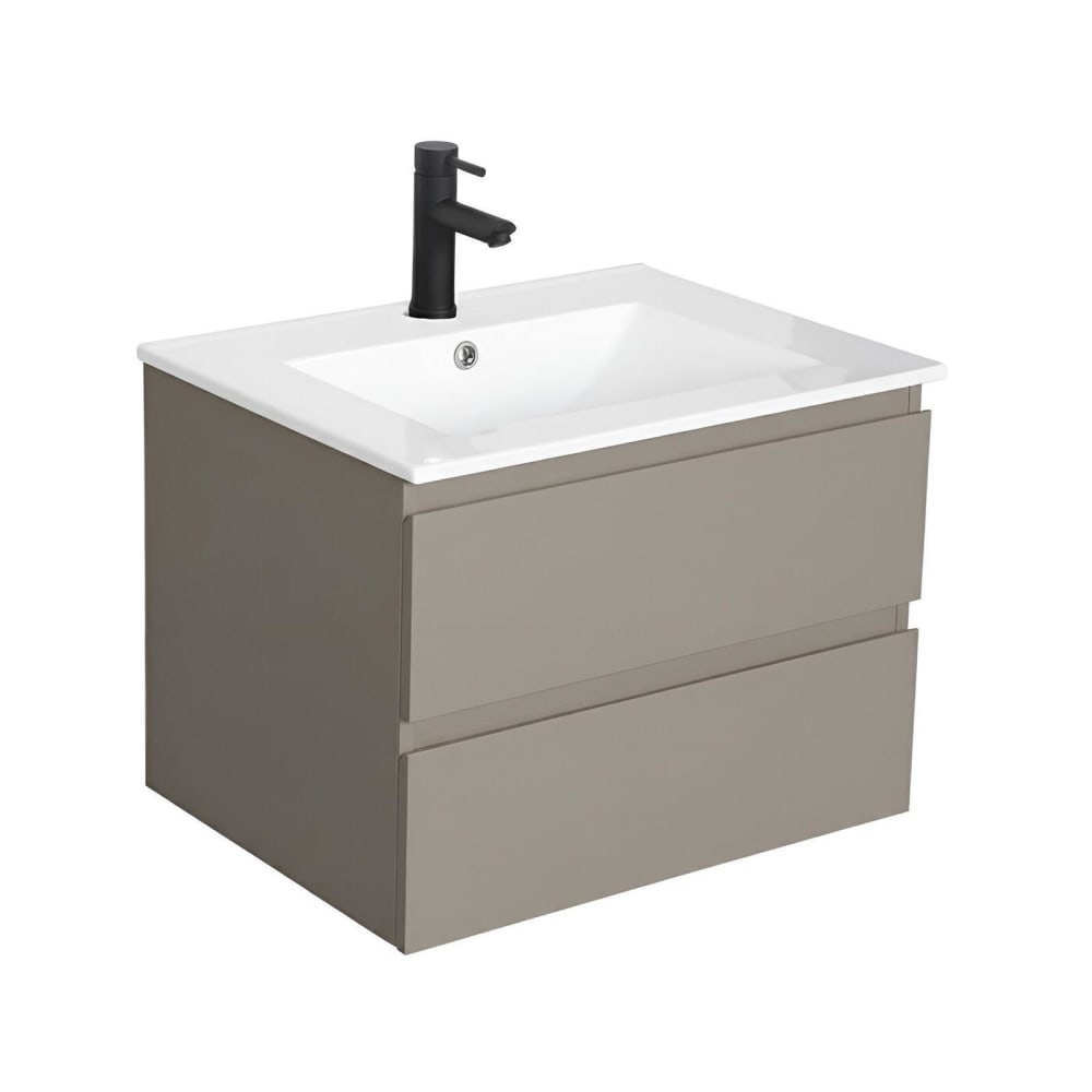 wohnli-moebel-suche-M26074627 Wohnli Möbelsuche - Einzelwaschtisch-Set 60cm mit Keramikplatte und schwarzem Wasserhahn
