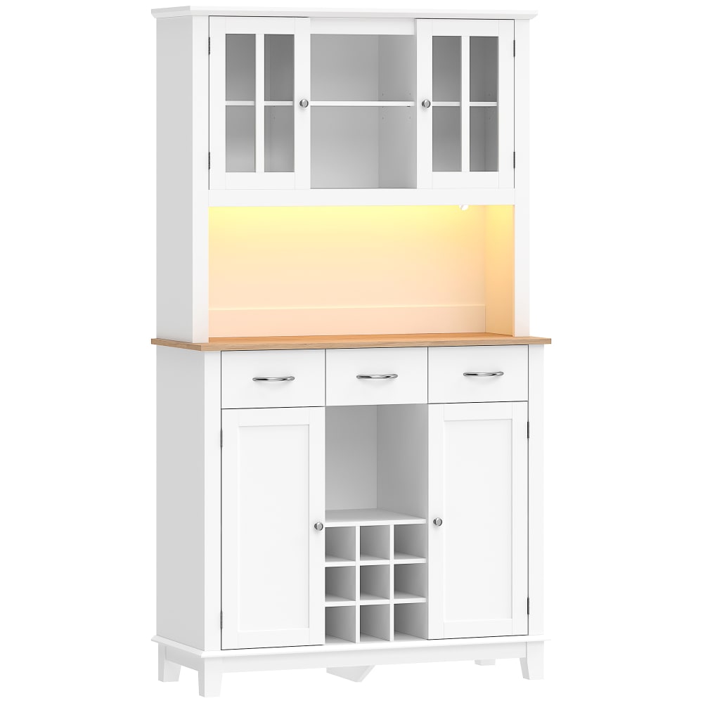 wohnli-moebel-suche-M26075024 Wohnli Möbelsuche - Armoire de cuisine avec éclairage LED porte-bouteilles bois blanc