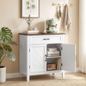 wohnli-moebel-suche-M26075111-1 Buffet de cuisine 2 portes tiroir et étagère réglable MDF blanc 76x80x35cm Spanplatte Weiß Homcom Möbel Esszimmermöbel Sideboards, Highboards & niedrige Anrichten