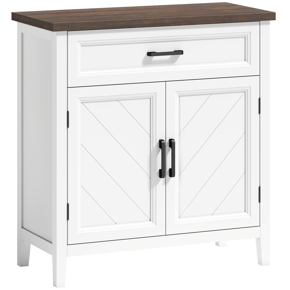 Wohnli Möbelsuche - Buffet de cuisine 2 portes tiroir et étagère réglable MDF blanc
