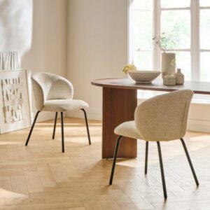 wohnli-moebel-suche-M26075166-1 2er-Set Stühle mit gepolsterter Sitzfläche und Rückenlehne - Beige 45x79x49cm Spanplatte Beige Calicosy Möbel Esszimmermöbel Stühle