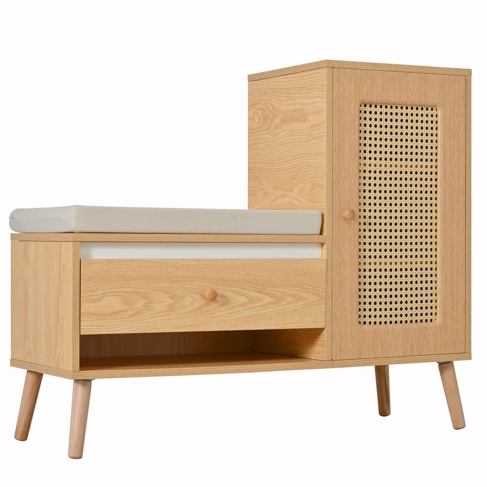 wohnli-moebel-suche-M26075172 Wohnli Möbelsuche - Schuhschrank aus Rattan in Holzoptik mit Kissen