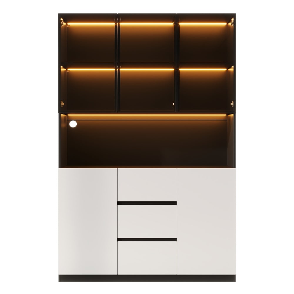 wohnli-moebel-suche-M26075189 Wohnli Möbelsuche - Vitrine mit drei Schubladen und LED-Beleuchtung