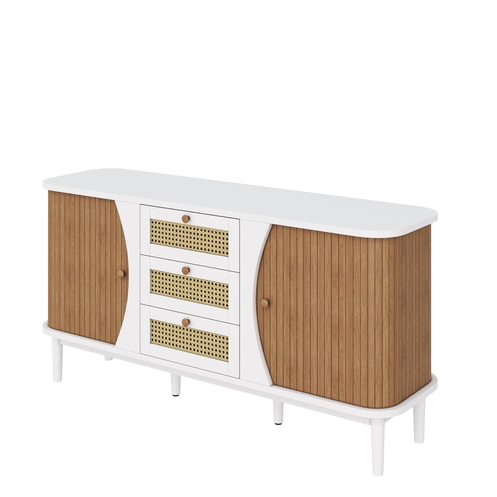 wohnli-moebel-suche-M26075259 Wohnli Möbelsuche - Sideboard 3 Schubladen Rattan 2 Schiebetüren