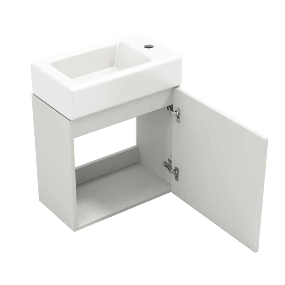 Wohnli Möbelsuche - Waschbecken aus Keramik mit Unterschrank 46x26x56 cm