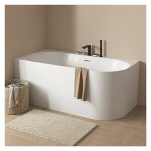 Weiße halbfreistehende Acrylbadewanne 170 cm - Linke Ecke 170x59x80cm Acryl Weiß Mob In Möbel Badezimmermöbel Waschbecken