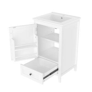 Wohnli Möbelsuche - Waschbecken aus Keramik und MDF mit Stauraum 51x46x85 cm