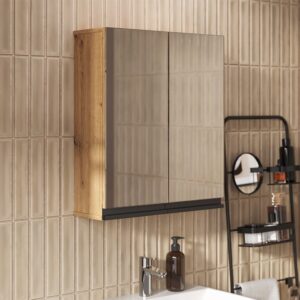 Badspiegelschrank  Artisan 60x70cm 60x70x20cm Spanplatte Braun Vicco Möbel Badezimmermöbel Badezimmerschränke