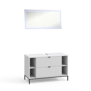 Wohnli Möbelsuche - Badmöbel-Set 2 Teile Weiß 100x63cm