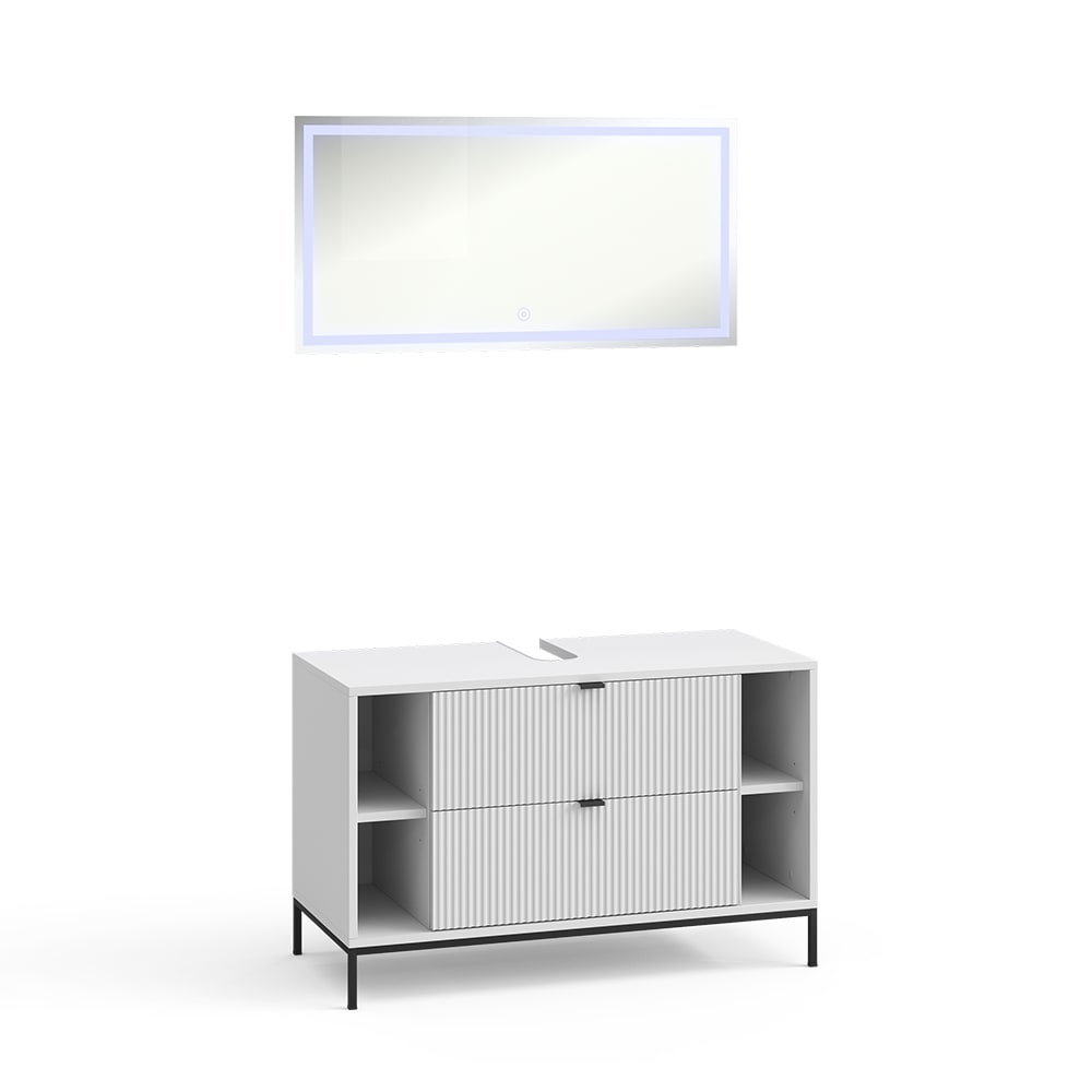 Wohnli Möbelsuche - Badmöbel-Set 2 Teile Weiß 100x63cm