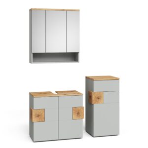 Wohnli Möbelsuche - Badmöbel-Set 3 Teile Grau 73x64cm