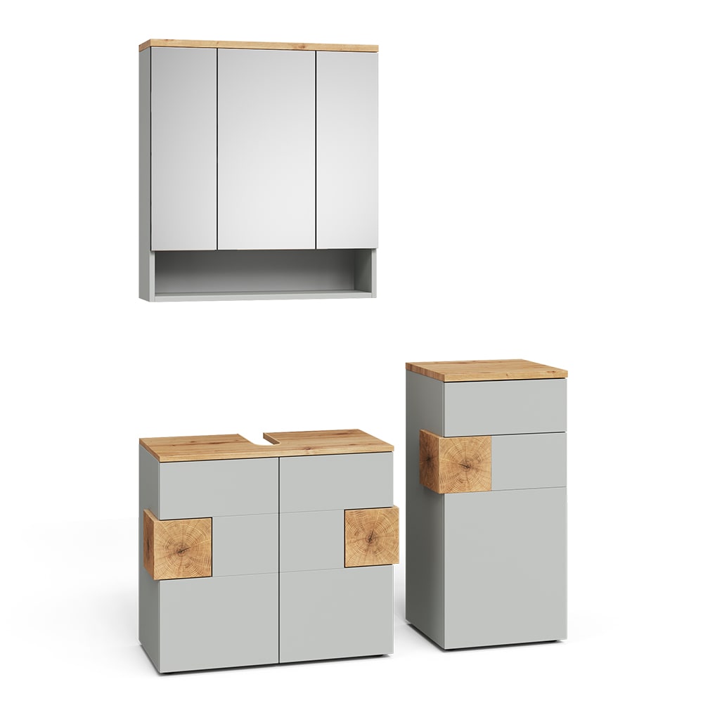 Wohnli Möbelsuche - Badmöbel-Set 3 Teile Grau 73x64cm