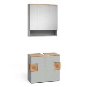 Wohnli Möbelsuche - Badmöbel-Set 2 Teile Grau 73.1x64cm