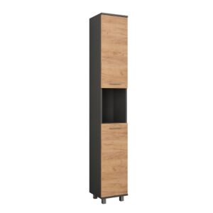 wohnli-moebel-suche-M26075346 Wohnli Möbelsuche - Hochschrank mit 2 Türen Anthrazit/Goldkraft Eiche 30.2x190cm