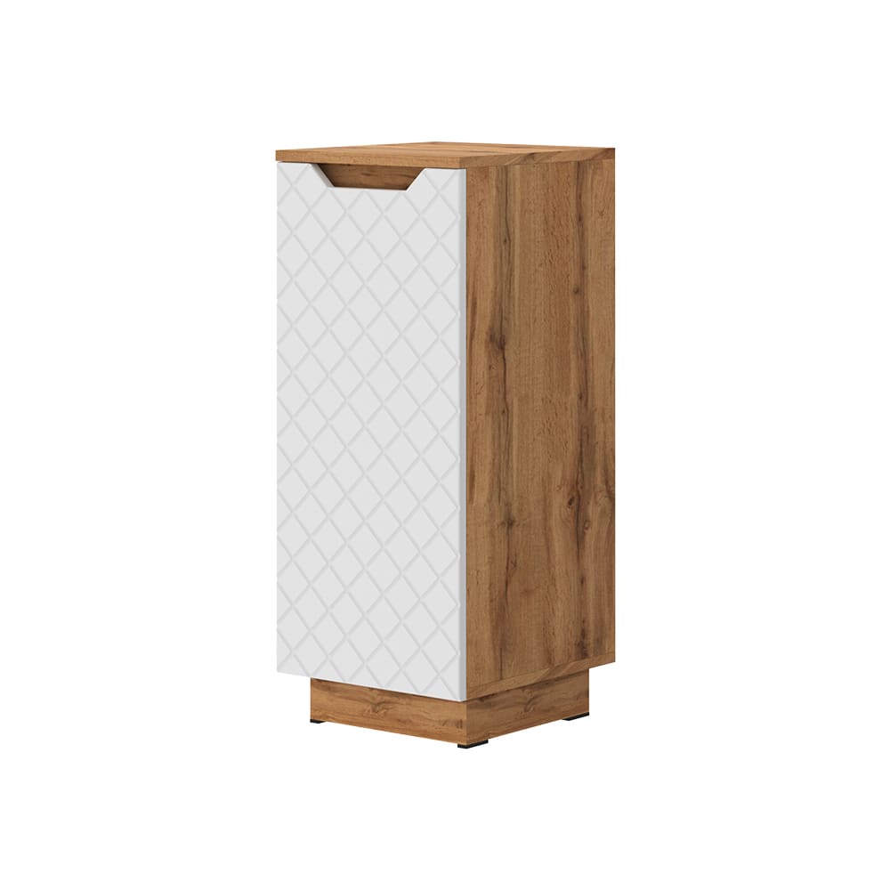 wohnli-moebel-suche-M26075348 Wohnli Möbelsuche - Midischrank Eiche/Weiß mit Kachelstruktur 33.4x81.9cm