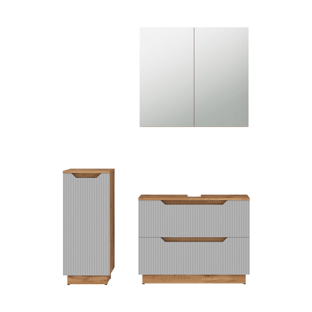wohnli-moebel-suche-M26075349 Wohnli Möbelsuche - Badmöbel-Set 3 Teile Eiche/grau gestreift 79.6x62.5cm
