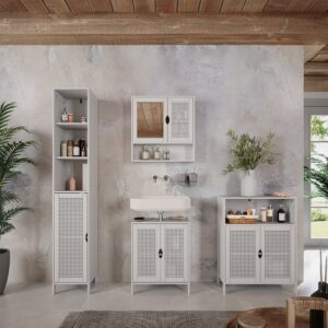 Badmöbel-Set 4 Teile Weiß 48x60cm 48x60x29cm Spanplatte Weiß Vicco Möbel Badezimmermöbel