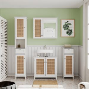 Badmöbel-Set 4-teilig Weiß 60x58cm 60x58x35cm Spanplatte Weiß Vicco Möbel Badezimmermöbel