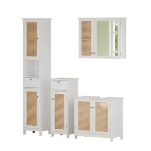 Wohnli Möbelsuche - Badmöbel-Set 4-teilig Weiß 60x58cm