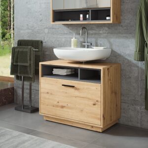Waschbeckenunterschrank mit Schublade Artisan Eiche/Anthrazit 80x64cm 80x64x35cm Spanplatte Braun Vicco Möbel Badezimmermöbel Waschtische