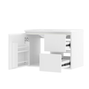 Wohnli Möbelsuche - Waschbecken aus Keramik und MDF mit LED-Sensorlicht 76x46x50 cm