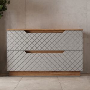 Waschbeckenunterschrank mit Schubladen Eiche mit Kachelstruktur100x63 100x63x32cm Spanplatte Grau Vicco Möbel Badezimmermöbel Waschtische