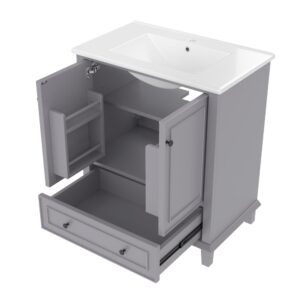 Wohnli Möbelsuche - Waschbecken aus Keramik und MDF mit Stauraum 76x46x87 cm