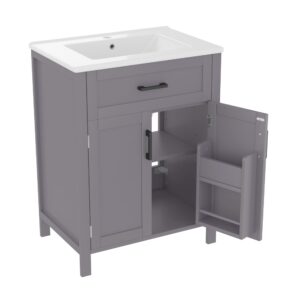 Wohnli Möbelsuche - Waschbecken aus Keramik und MDF mit Schrank 60x46x84