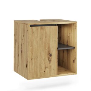 Wohnli Möbelsuche - Waschbeckenunterschrank mit offenen Regalen Artisan/Grau 60x60cm