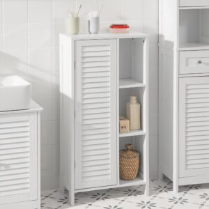 wohnli-moebel-suche-M26075469-1 Badezimmerschrank mit einer tür weiß 48x24x96cm minimalistisch 48x96x24cm Spanplatte Weiß SoBuy Möbel Badezimmermöbel Badezimmerschränke