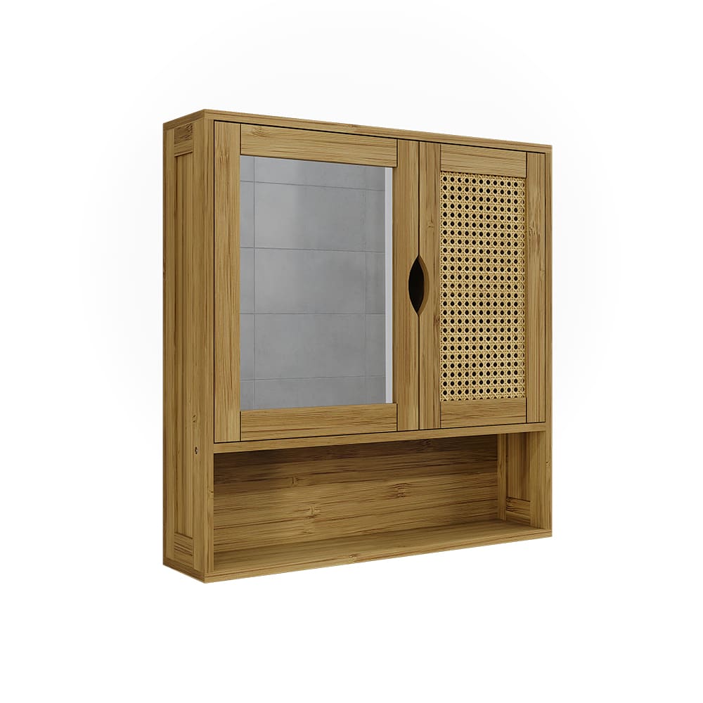 wohnli-moebel-suche-M26075473 Wohnli Möbelsuche - Badspiegelschrank mit Spiegel Bambus/Rattan 56x58cm