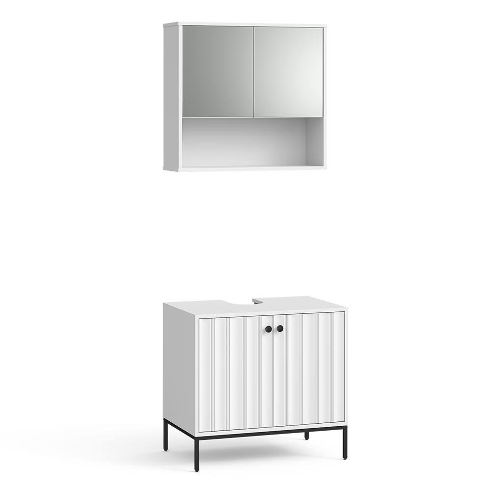 wohnli-moebel-suche-M26075481 Wohnli Möbelsuche - Badmöbel-Set 2 Teile Weiß Riffel 70x63cm