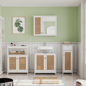 wohnli-moebel-suche-M26075489-1 Badmöbel-Set 4-teilig Weiß 60x58cm 60x58x35cm Spanplatte Weiß Vicco Möbel Badezimmermöbel