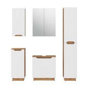 wohnli-moebel-suche-M26075497 Wohnli Möbelsuche - Badmöbel-Set 5 Teile Eiche/weiß gestreift 59.8x62.1cm