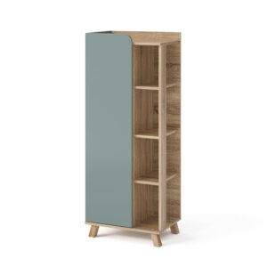 wohnli-moebel-suche-M26075498 Wohnli Möbelsuche - Midischrank mit Tür und offenen Fächern Sonoma/Blau 50x128cm