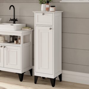wohnli-moebel-suche-M26075505-1 Badschrank mit Schublade Weiß 32x92cm 32x92x30cm Spanplatte Weiß Vicco Möbel Badezimmermöbel