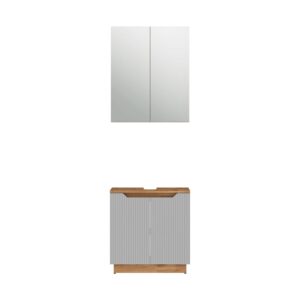 wohnli-moebel-suche-M26075517 Wohnli Möbelsuche - Badmöbel-Set 2 Teile Eiche/grau gestreift 59.8x62.1cm