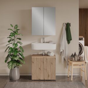 wohnli-moebel-suche-M26075522-1 Badmöbel-Set 2 Teile Artisan 60x58cm 60x58x35cm Spanplatte Braun Vicco Möbel Badezimmermöbel