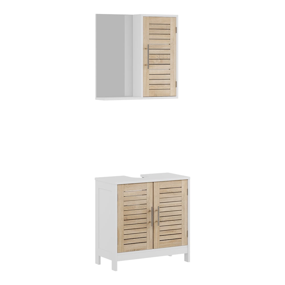 wohnli-moebel-suche-M26075528 Wohnli Möbelsuche - Badmöbel-Set 2 Teile Weiß/Eiche 60x60cm