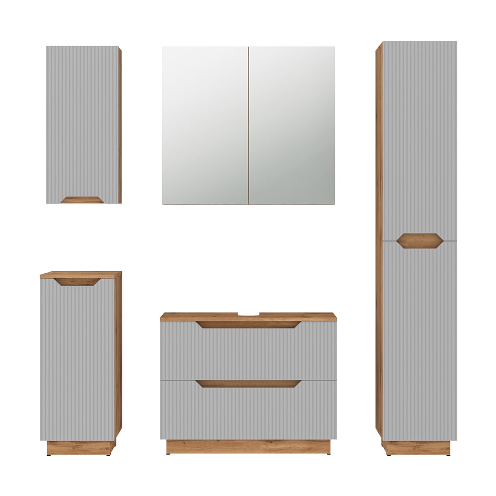 wohnli-moebel-suche-M26075540 Wohnli Möbelsuche - Badmöbel-Set 5 Teile Eiche/grau gestreift 79.6x62.1cm