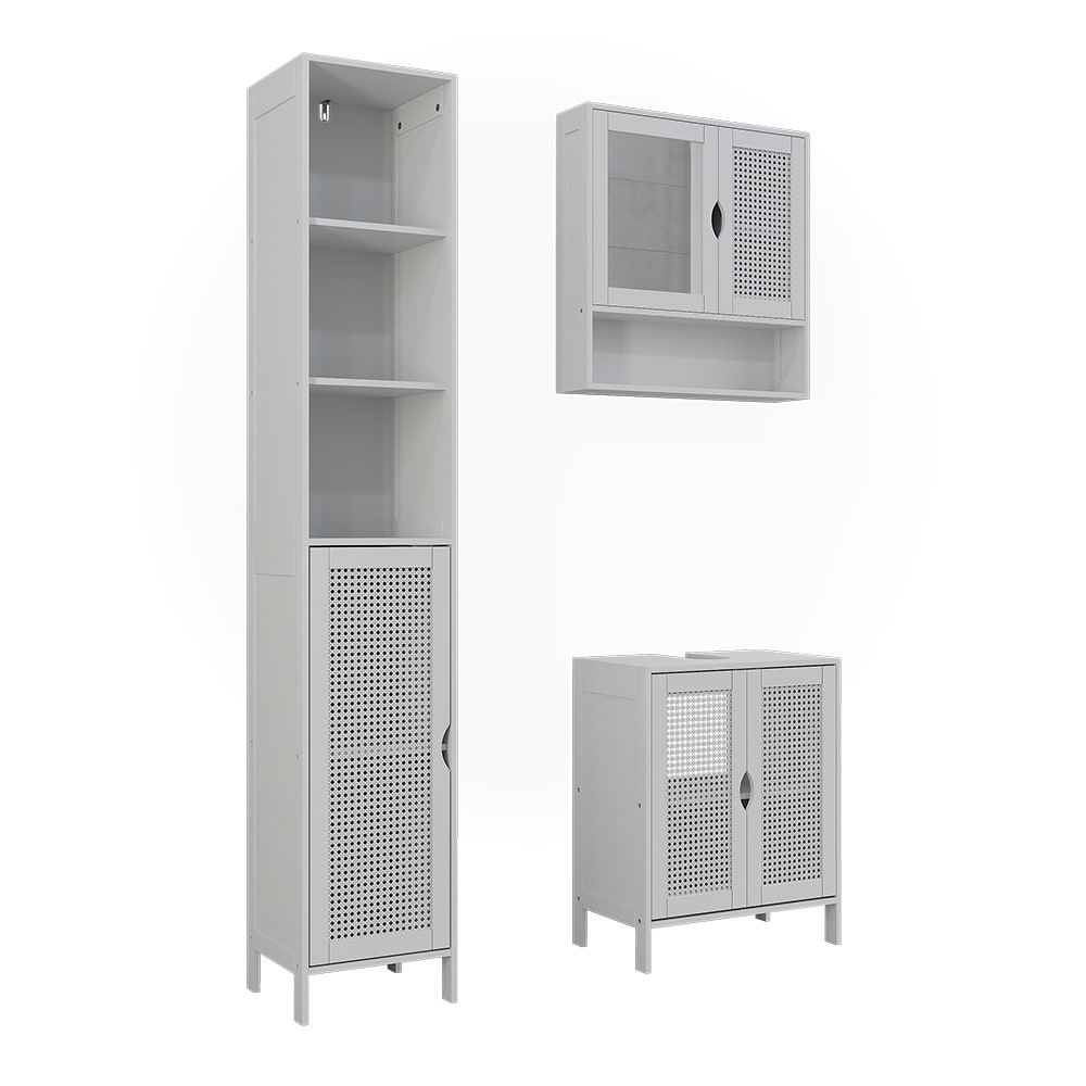 Wohnli Möbelsuche - Badmöbel-Set 3 Teile Weiß 48x60cm