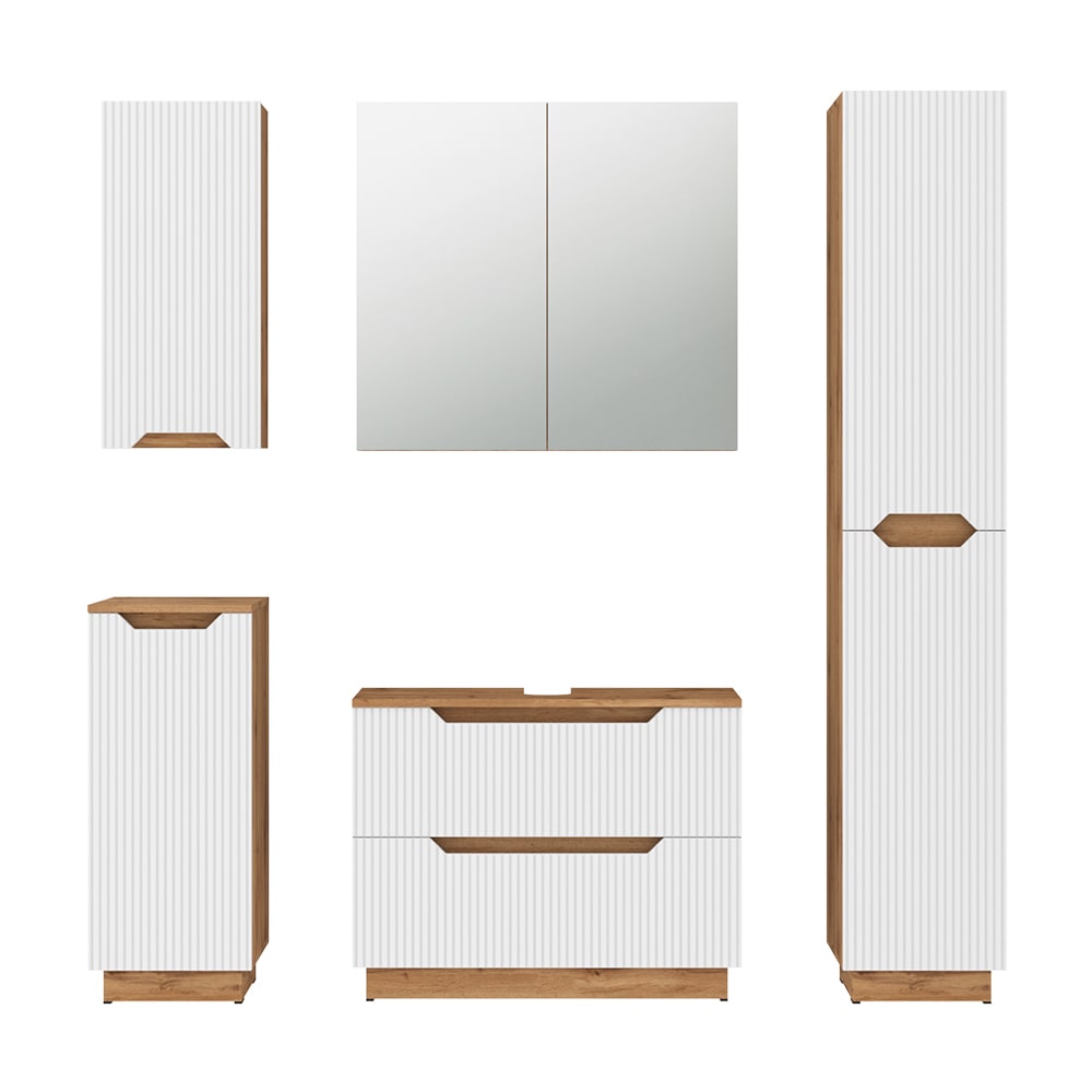 wohnli-moebel-suche-M26075563 Wohnli Möbelsuche - Badmöbel-Set 5 Teile Eiche/weiß gestreift 79.6x62.1cm