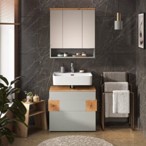 wohnli-moebel-suche-M26075565-1 Badmöbel-Set 2 Teile Grau/Artisan 70x64.5cm 70x65x37cm Spanplatte Grau Vicco Möbel Badezimmermöbel