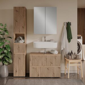 wohnli-moebel-suche-M26075576-1 Badmöbel-Set 3 Teile Artisan 80x58cm 80x58x35cm Spanplatte Braun Vicco Möbel Badezimmermöbel